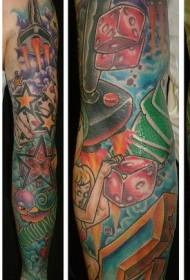 arm color playing cards dice hand-painted beauty tattoo pattern