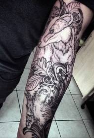 црно-бијели узорак тетоваже руку дивљих животиња