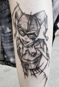 preprosta tetovaža skica dekliško tele na sliki črnega klovna ženska tetovaža