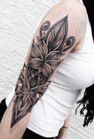 Grand motif de tatouage feuille noire décoration hindoue