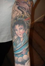 arm Asian geisha painted tattoo pattern