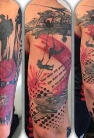 tatuaggio commemorativo di colore militare di spalla spalla aereo