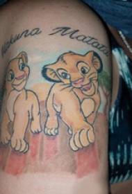 crtani lav tetovaža uzorak djevojka naslikana na tele teleta crtani lav tetovaža sliku