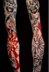Interessant zwart en rood schaakspel met Twisted Arm tattoo-patroon