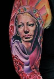 Female Arm Color Tattoo Pattern