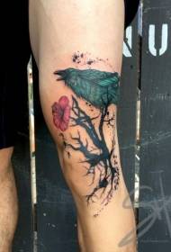 нога нови школски узорак цвијета и птица тетоважа личности