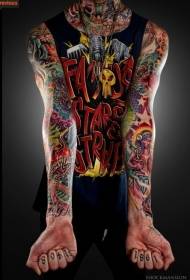 ранги афсонавии ҳайвоноти гуногун ва Tattoo гул