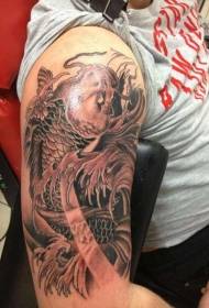 Arm Brown japonské koi tetování vzor