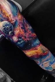 hand color large-area space tattoo pattern