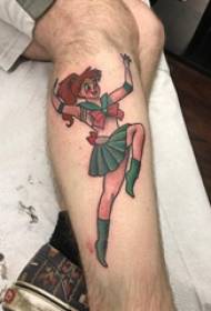 красива дівчина татуювання візерунок чоловіча хвостовик на кольорові фігури татуювання малюнків