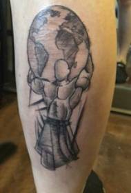 earth tattoo pattern girl calf on earth and character tattoo picture