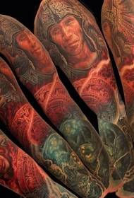 Цветочная рука майя тема цвет татуировки