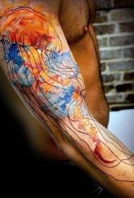 рука акварель стиль татуировки медузы