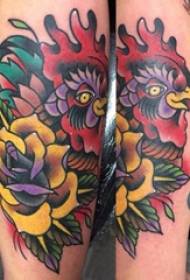 modello di tatuaggio polpaccio ragazza fiore su foto tatuaggio fiore e gallo