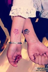 pulso moda casal compacto coroa tatuagem padrão