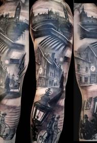 Озброєння чудовий чорно-сірий смішний візерунок татуювання лондонського міста