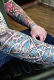 braccio divertente design macchina a colori Modello del tatuaggio