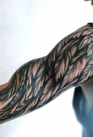 enkla svartgrå vingar storarm tatueringsmönster