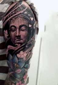 Blomarmkleur Sa as Buddha-stânbyld mei bloem tatoetmuster