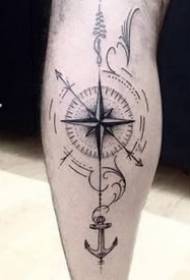 jib Og 9 smukke kompas tatoveringsdesign på læggen
