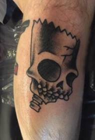 teschio ragazzo tatuato polpacci su foto di tatuaggi teschio nero