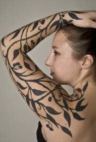 einfache schwaarze Blat Wénkelsarm Tattoo Muster