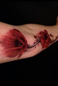 χέρι χρώμα όμορφο μοτίβο τατουάζ λουλουδιών