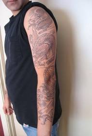 motif de tatouage dragon ligne noire bras