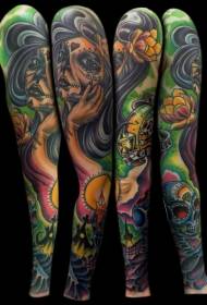 квітка рука Мексиканські традиційні кольорові різні татуювання демон
