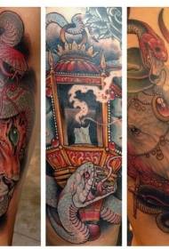 isina kujairika yenyoka uye mombe tiger musanganiswa tattoo maitiro