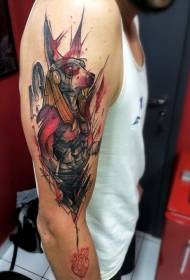 immagine tatuaggio spalla egizia dio nuovo colore stile scuola