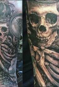 braccio splendido scheletro nero scheletro corona tatuaggio modello