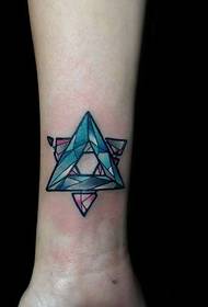 wrist color starry triangle tattoo pattern