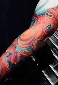 modello del tatuaggio del calamaro di colore del fumetto del braccio