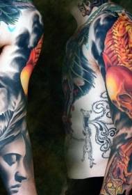 flower arm color skull character tattoo picture