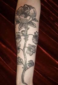 рука проста чорна лінія квітковий візерунок татуювання