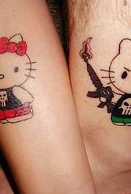 Simpatico cartone animato Coppia Cat Tattoo