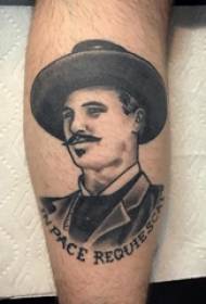 foto ritratto tatuaggio personaggio gambo maschio schizzo personaggio ritratto tatuaggio