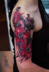 велика рука метелик і червоний квітка татуювання візерунок