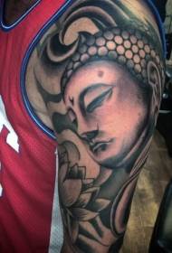 Arms realistiese en manjifieke Hindoe Boeddha en Lotus Tattoo