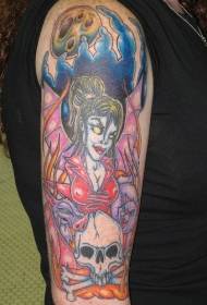 immagine del tatuaggio Lady colore scuro del braccio