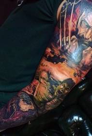 Color de braç de flor patró de tatuatge de retrats de superherois