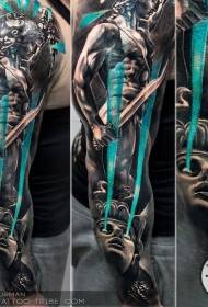 цвят на ръката мистериозен воин с модел на татуировка на жената