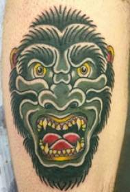 恐怖纹身 男生小腿上彩色的怪物纹身图片
