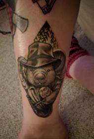 პატარა ცხოველის tattoo გოგონა ხბო ფერადი მაუსის tattoo სურათზე