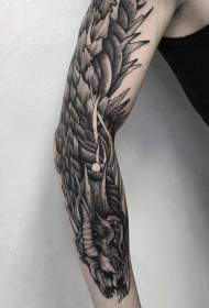 Aarm wonnerschéine schwaarze Demon Dragon Tattoo Muster