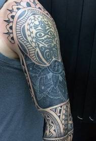 Modello tatuaggio totem polinesiano bianco e nero stile tribù grande