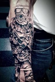 modello tatuaggio braccio moderno personalità soldato nero