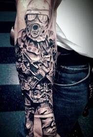 arm zwarte persoonlijkheid moderne soldaat tattoo patroon