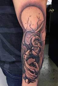 Illustrator စတိုင်အရောင်မွန်း Dead Tree Tattoo ပုံစံ